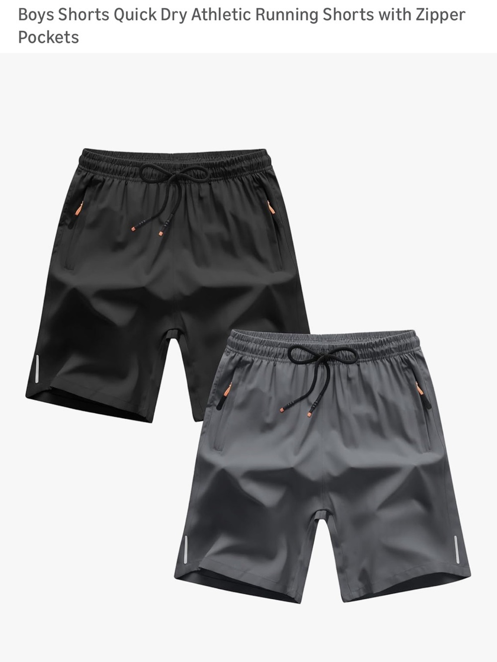 NWT: Boys Shorts Quick Dry Athletic Running Shorts with Zipper Pockets